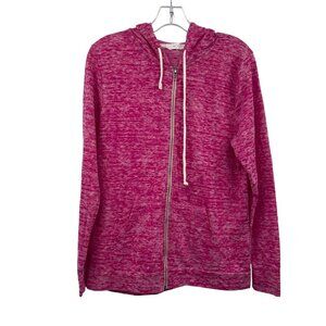 STEM Womens Full Zip Hoodie Long Sleeve Fuchsia/White Size Medium Pocket
